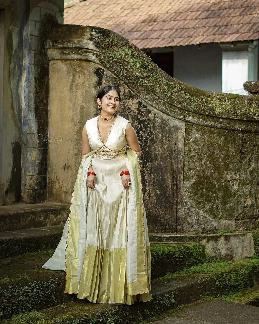 Zee Telugu TV Actress krishna Priya Nair in White lehenga Choli